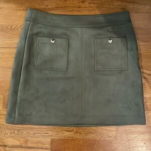 Green suede mini skirt